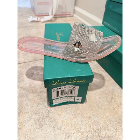 Lauren Lorraine Bianca Pink Plastic Slides - Picture 4 of 4